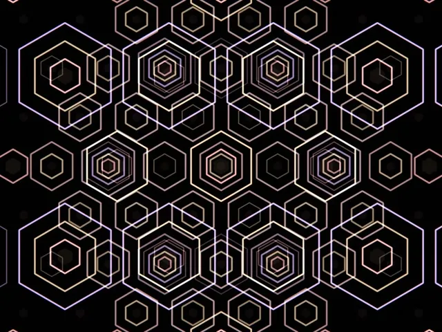 4:3 Classic | 60fps Neon Hexagon VJ Animation Screensaver Gold