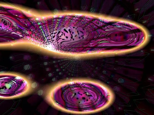4:3 Classic 60fps Neon Tunnel Screensaver Glowing Purple Fractal Vortex VJ Footage