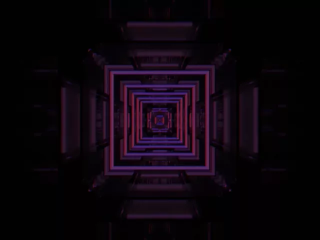 4:3 Classic 60fps Neon Tunnel Screensaver - Purple Square Vortex VJ Loop