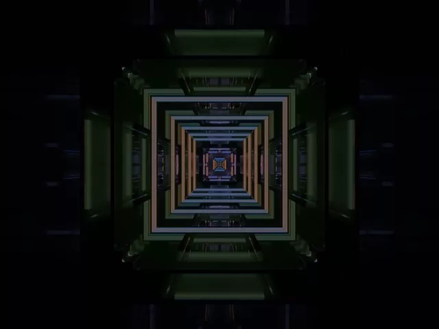 4:3 Classic 60fps Neon Tunnel Screensaver - Vj Loop Recursive Square Vortex