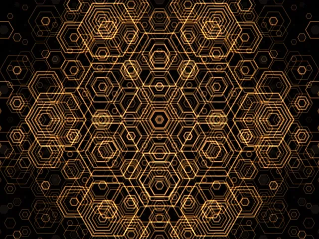 4:3 Classic 60fps Screensaver Golden Hexagon Kaleidoscope Live Wallpaper