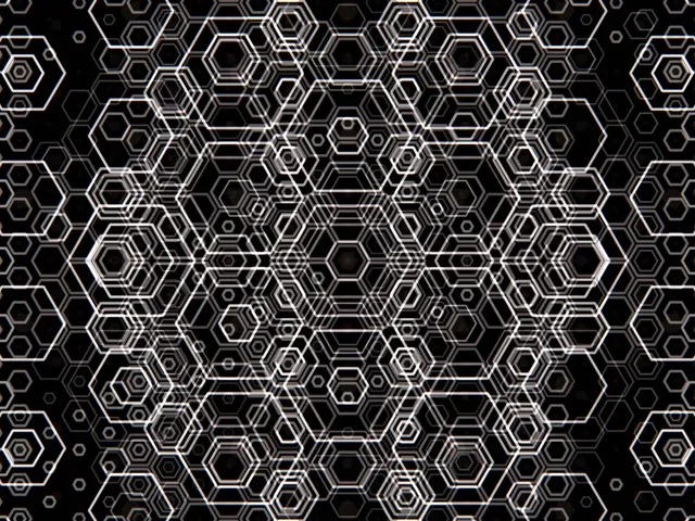 4:3 Classic 60fps Screensaver | Neon Hexagon Spiral VJ Loop Geometric Dark
