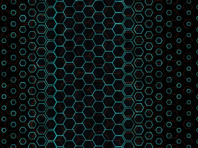 4:3 Classic 60fps Screensaver Neon Tunnel VJ Animation Cyan Hexagons