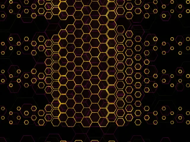 4:3 Classic 60fps Screensaver Neon Tunnel VJ Loop Gold Hexagon Pattern