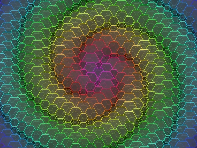 4:3 Classic | 60FPS Violet Yellow Hexagon Cascading VJ Animation Screensaver