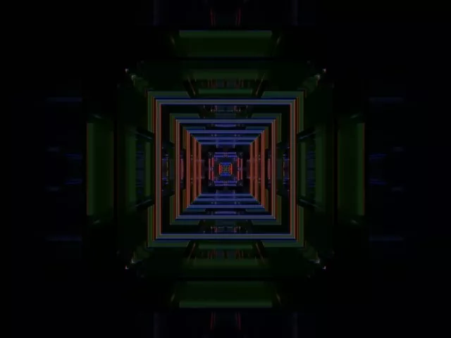 4:3 Classic Neon Tunnel Screensaver VJ Loop 60fps Concentric Square Vortex