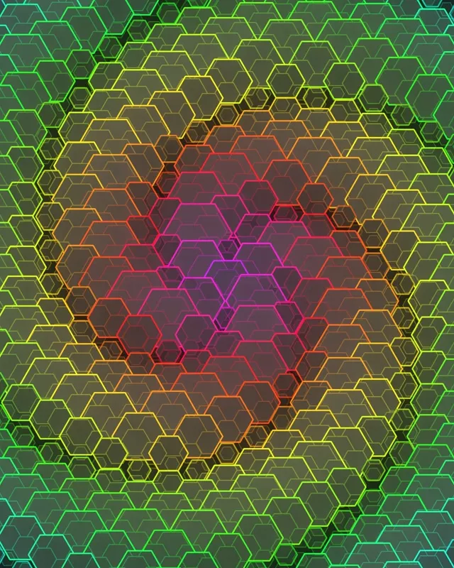 4:5 Instagram | 60FPS Magenta Teal Hexagon Pulsing VJ Loop Screensaver