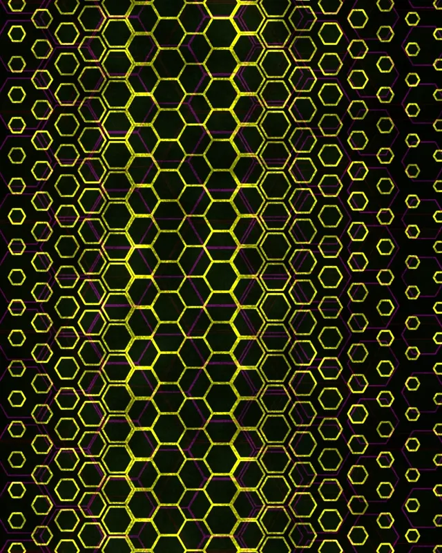 4:5 Instagram 60FPS Neon Hexagon Grid Screensaver - Live Wallpaper Yellow Tunnel