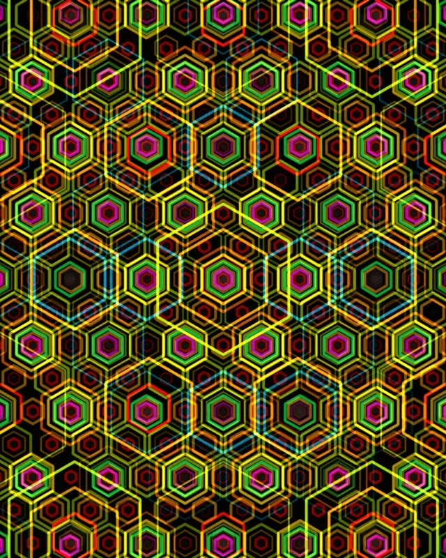 4:5 Instagram 60fps Neon Hexagon Screensaver VJ Animation Colorful