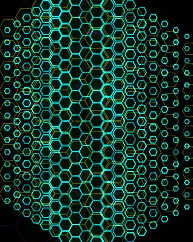 4:5 Instagram 60fps screensaver neon tunnel VJ animation cyan glow hexagon