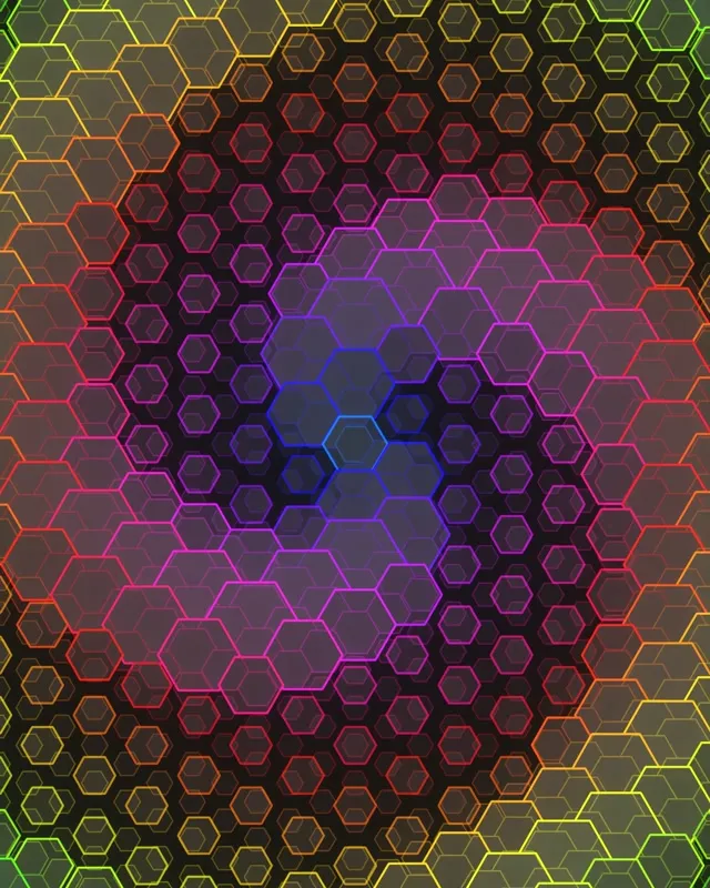4:5 Instagram | 60fps Vibrant Lime Magenta Hexagon Vortex Screensaver VJ Loop