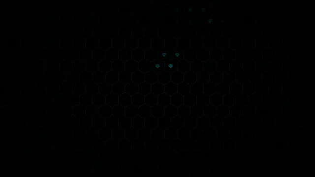 4K abstract cyan heart particles on hexagonal grid motion background