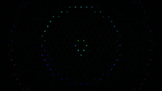 4K Abstract Hexagon Network Motion Background with Glowing Particles