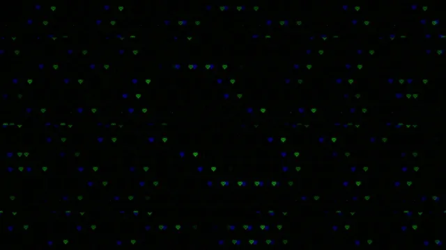4K animated falling hearts loop - blue and green neon motion background