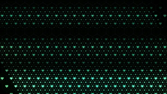 4K animated green hearts falling loop for romantic video backgrounds