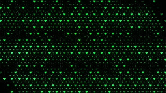 4K animated green hearts falling seamless loop broadcast background