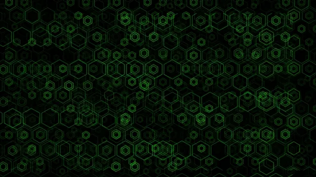 4K animated green hexagon network loop for broadcast and streaming