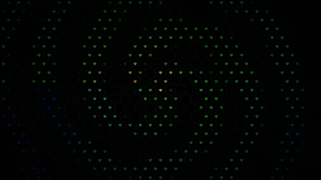 4K animated heart particles loop with colorful neon glow effects