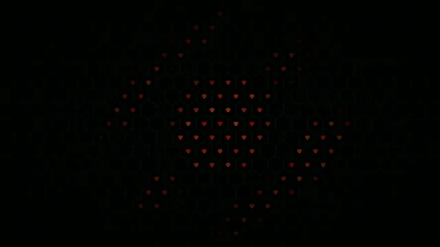 4K animated heart particles on hexagon grid romantic background