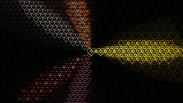4K animated heart pattern motion background with glowing color gradients