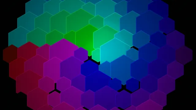 4K animated hexagon mosaic loop with vibrant color gradient transitions