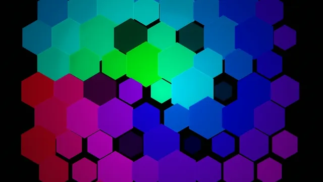 4K animated hexagon mosaic motion background with vibrant color gradient