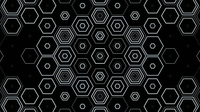 4K animated hexagon pattern loop with neon outlines and dynamic motion