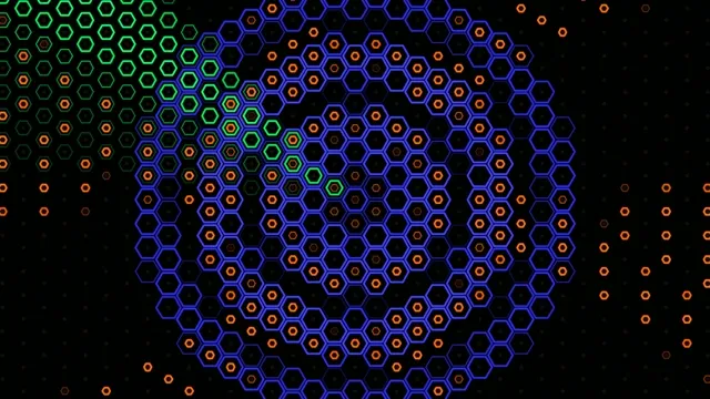4K animated hexagonal honeycomb grid motion background with neon glow effects