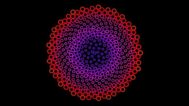 4K animated neon circle particles motion background for video editing