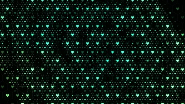4K animated neon heart particles falling seamless loop background