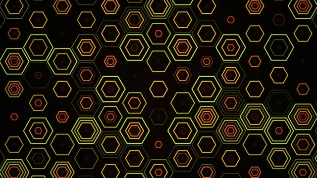 4K animated neon hexagon pattern loop for broadcast and digital displays