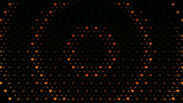 4K animated orange hearts hexagon pattern motion background for broadcast