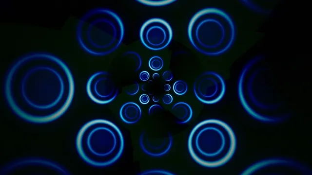 4K Blue Neon Circles Abstract Background Loop