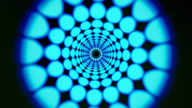 4K Cyan Blue Neon Tunnel with Glowing Spheres