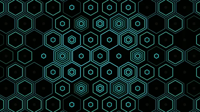 4K cyan neon hexagon grid motion background for broadcast