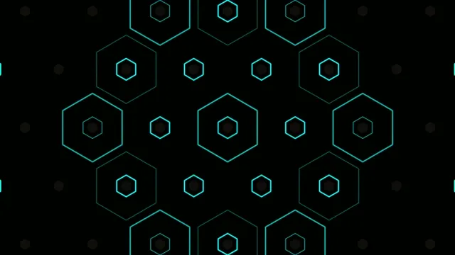 4K cyan neon hexagon pattern loop - tech background animation