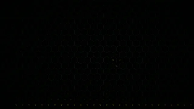 4K dark hexagon pattern motion background with golden particles