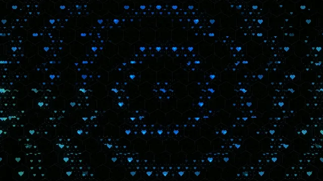 4K digital hearts network motion background with blue glow effects