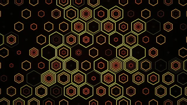 4K dynamic neon hexagon motion background for broadcast and video editing