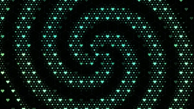 4K glowing cyan hearts motion background loop for video creators