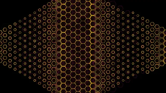 4K Golden Hexagon Honeycomb Motion Background for Broadcast