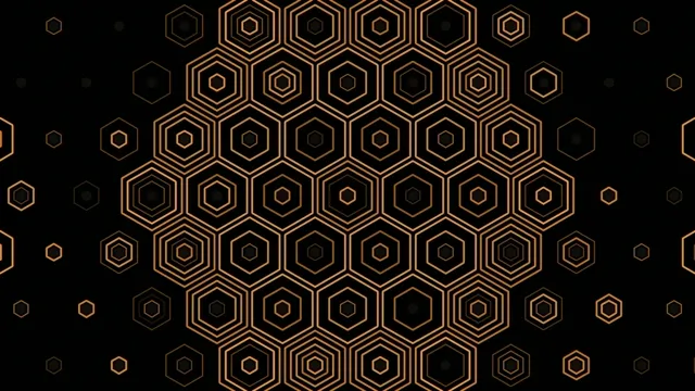 4K golden hexagon motion background for broadcast and presentations
