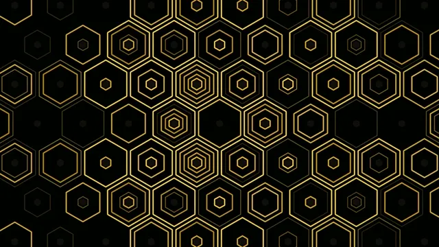 4K golden hexagon pattern motion background for broadcast and presentations