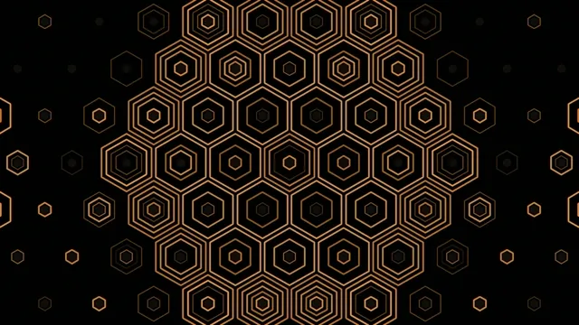 4K Golden hexagon pattern motion background for broadcast and presentations