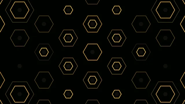 4K golden hexagon pattern motion background for broadcast and streaming