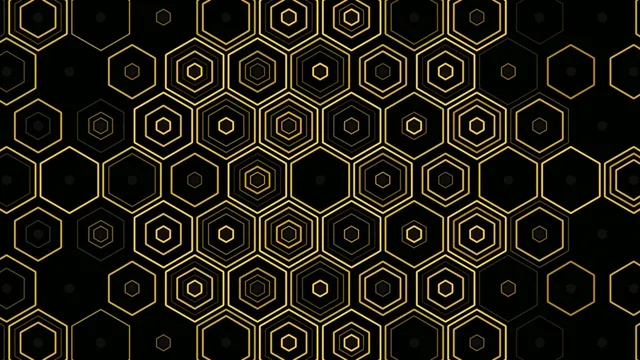 4K golden hexagon pattern motion background for broadcast and video editing