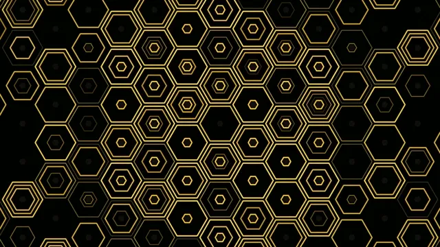 4K golden hexagon pattern motion background for broadcast and video editing