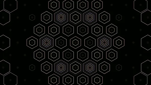 4K Golden Hexagon Pattern Network Animation