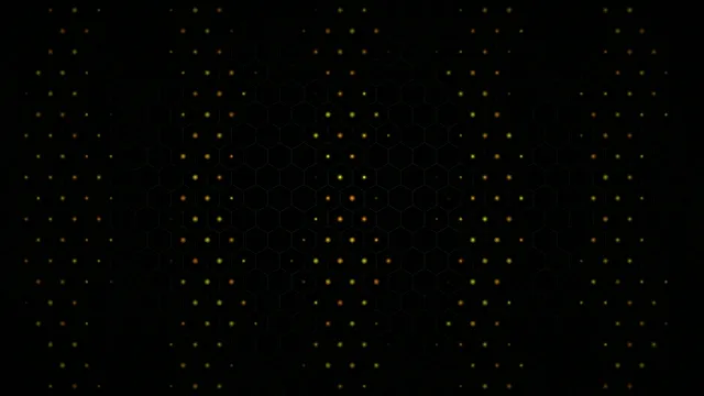 4K golden particle network loop with hexagon grid background