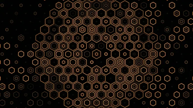 4K hexagon mosaic motion background with gold geometric patterns